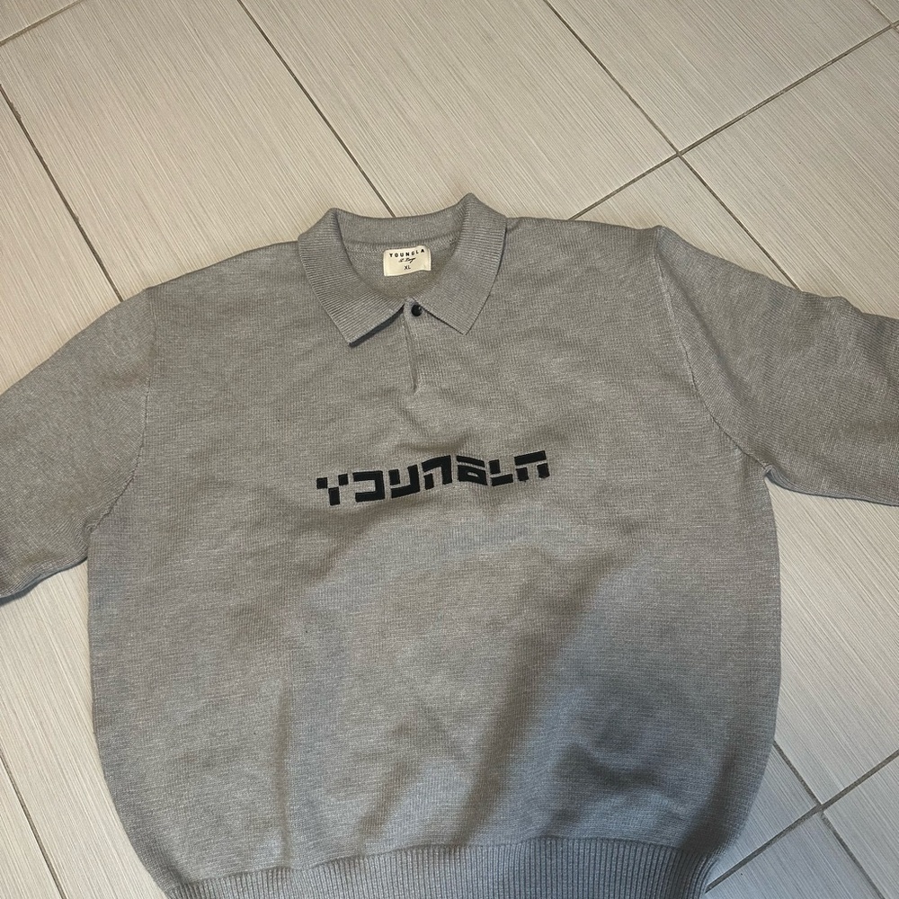 Young La Gray Polo Shirt with Black Logo